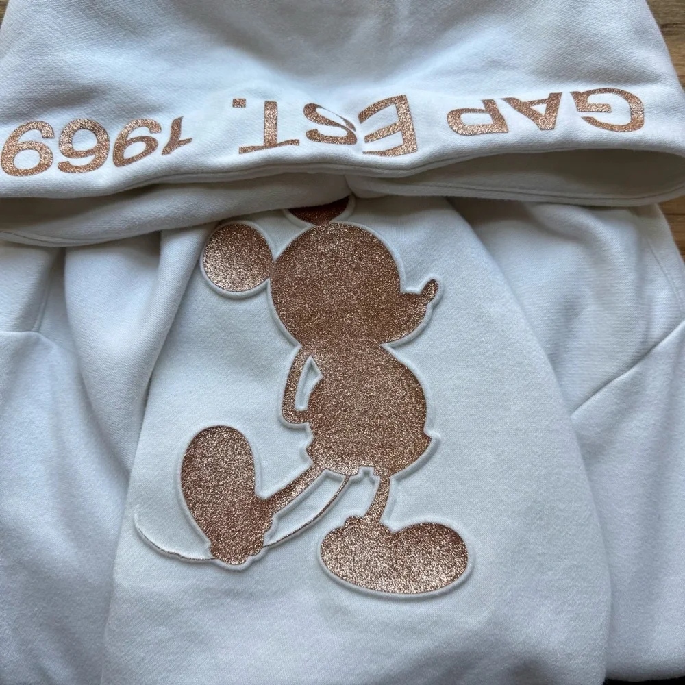 Gap Disney Mickey Mouse Gold Glitter Hoodie Sweatshirt XXL 14 16
